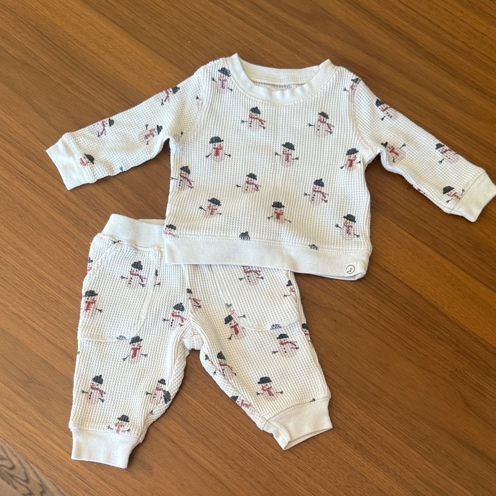 Little Planet Snowman waffle knit Pajama Set.